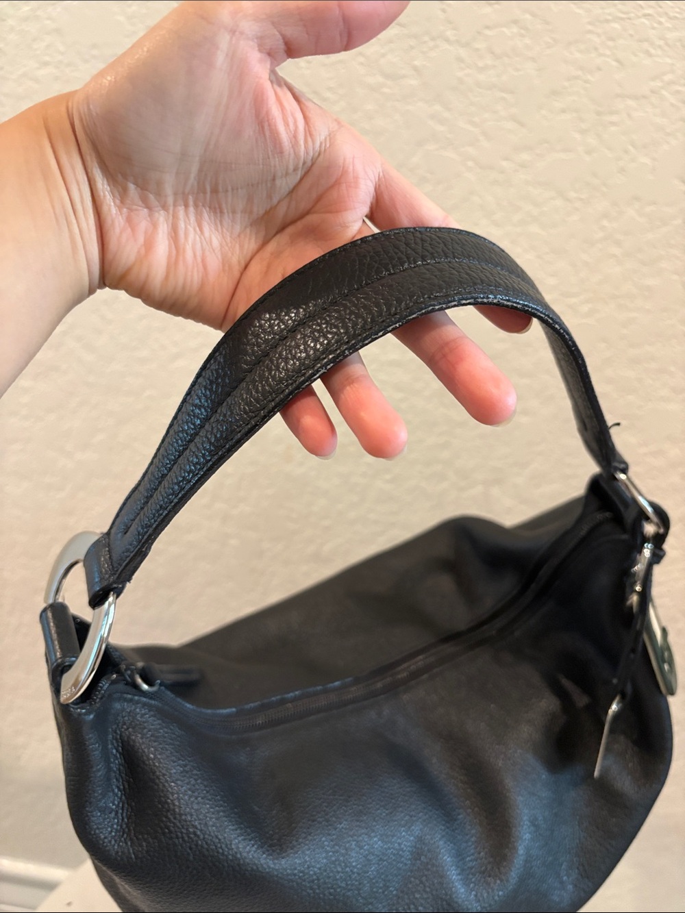 Black Leather Hobo Bag — Bag Charm Included - Picture 11 of 13